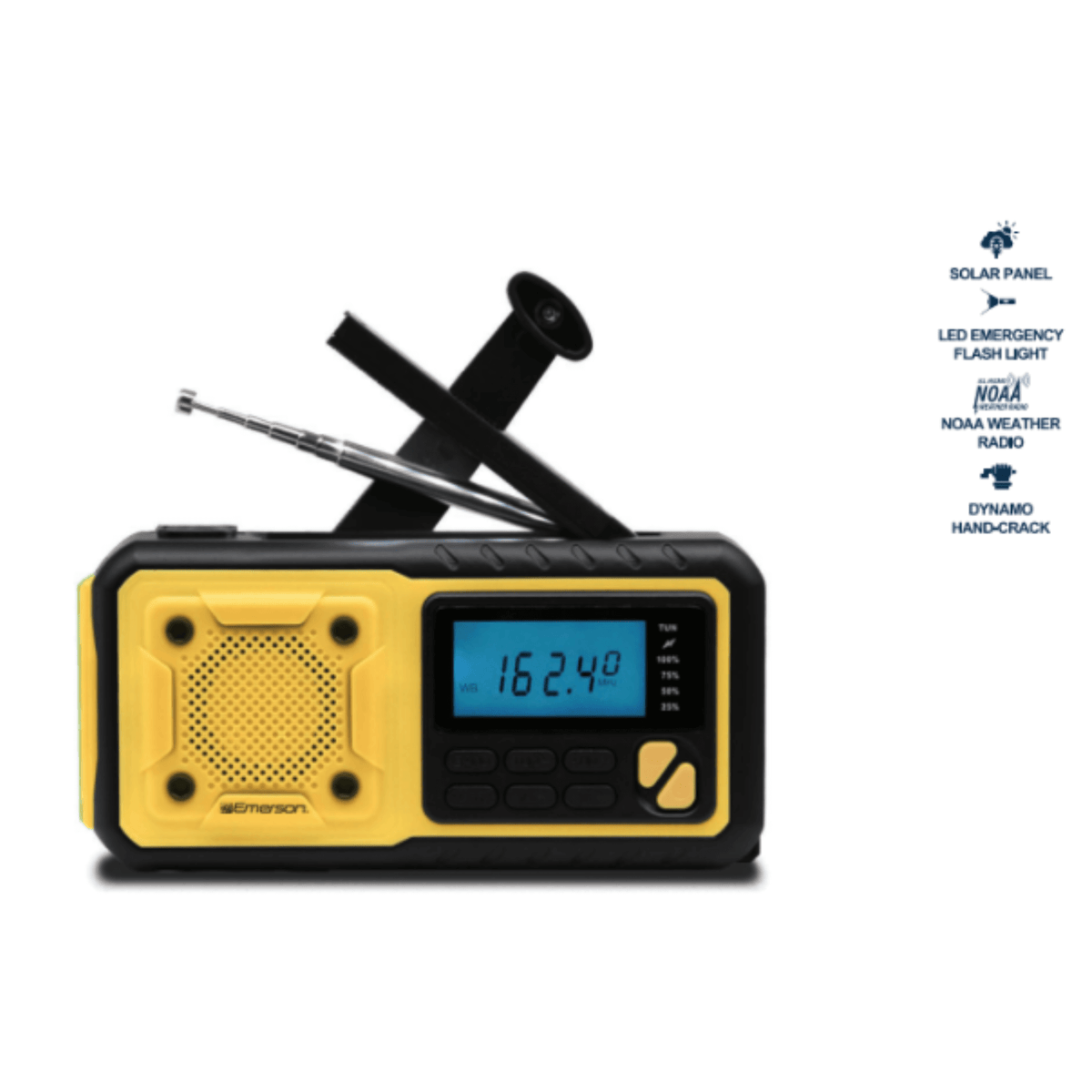 Emerson ER-7051 Emergency NOAA Radio – Solar, Crank & Power Bank