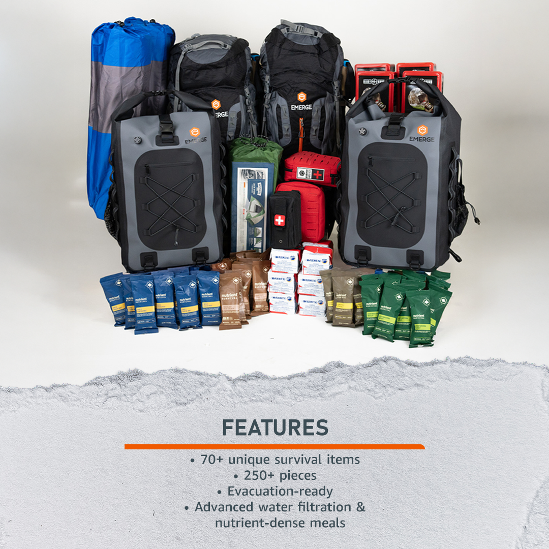 Emerge Survival Evacuation Pro Bag – 1 to 4 Person Emergency Kit